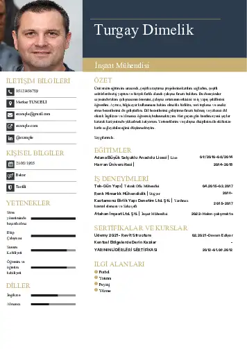 İnşaat Mühendisi Cv Örnekleri cv indir